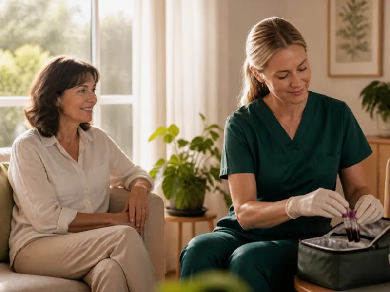 A woman relaxing after a home blood collection